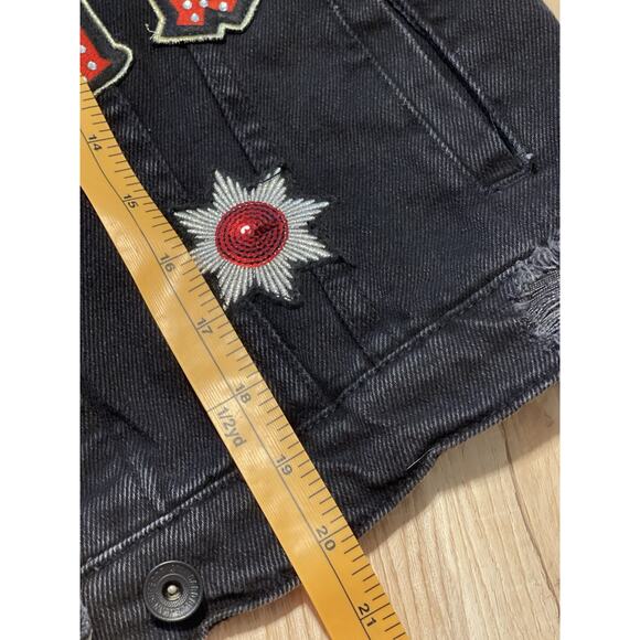 SUPERDRY Jacket NWT Women Size 8 Trucker Jean Patches Denim Black - Picture 8 of 13